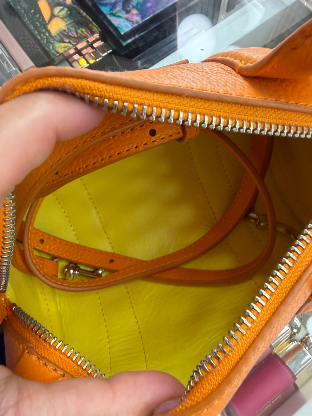 Marc Jacobs Mini Duffle Bag in Bright Orange Pebbled Leather - Picture 2 of 10